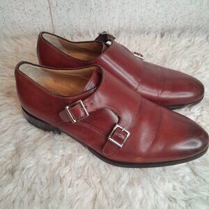 Size 8E ACE MARKS Brandy Antique Double Strap Plain Toe Monkstrap Made In Italy